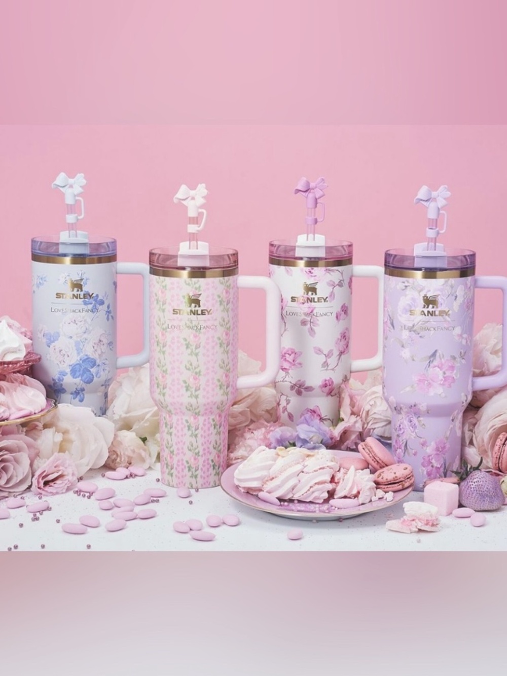 Stanley x LoveShackFancy Pink purple blue Floral Straw 40oz flowstate quencher